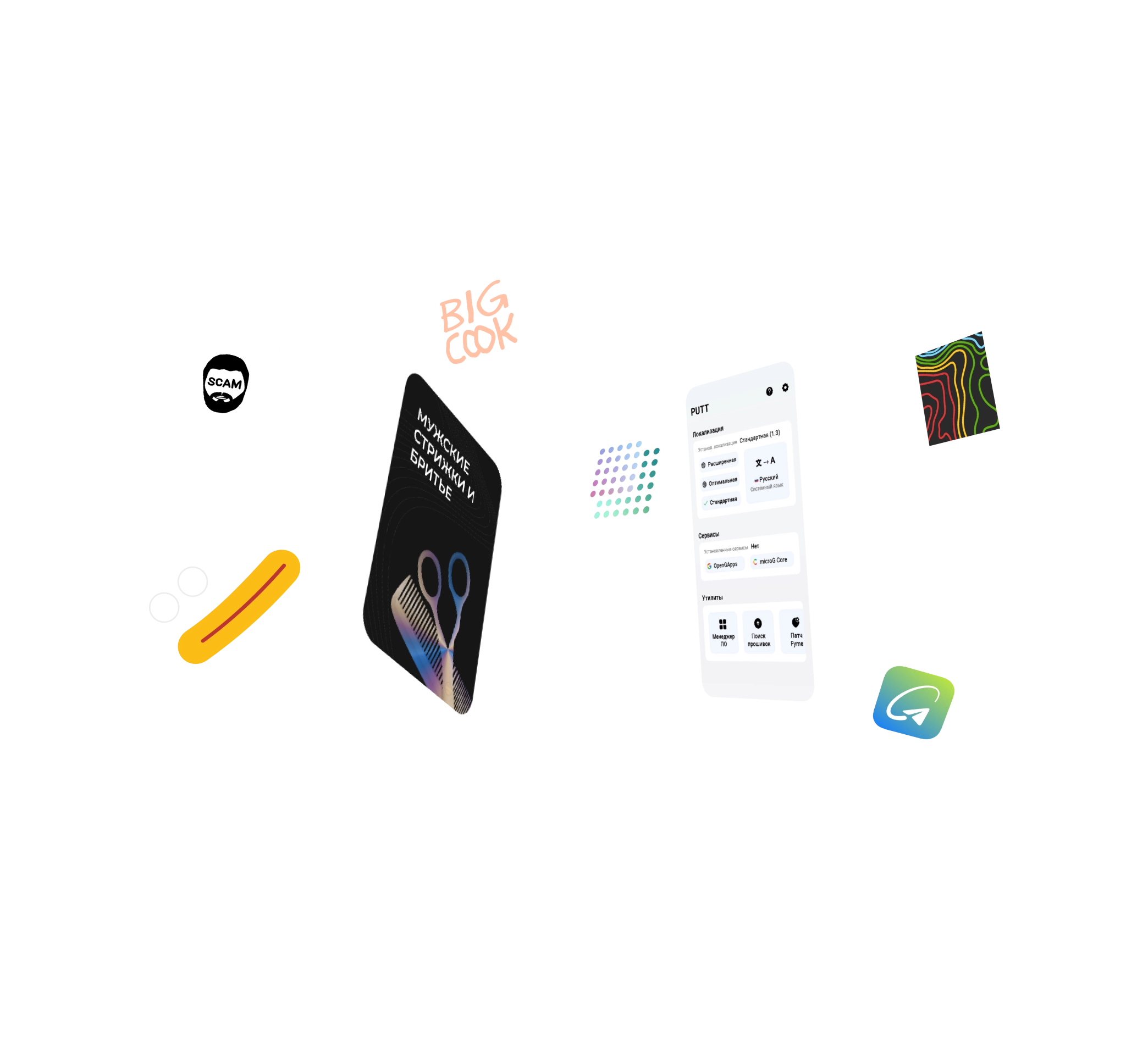 Превью множества других проектов. От приложений и сайтов, до логотипов и плакатов